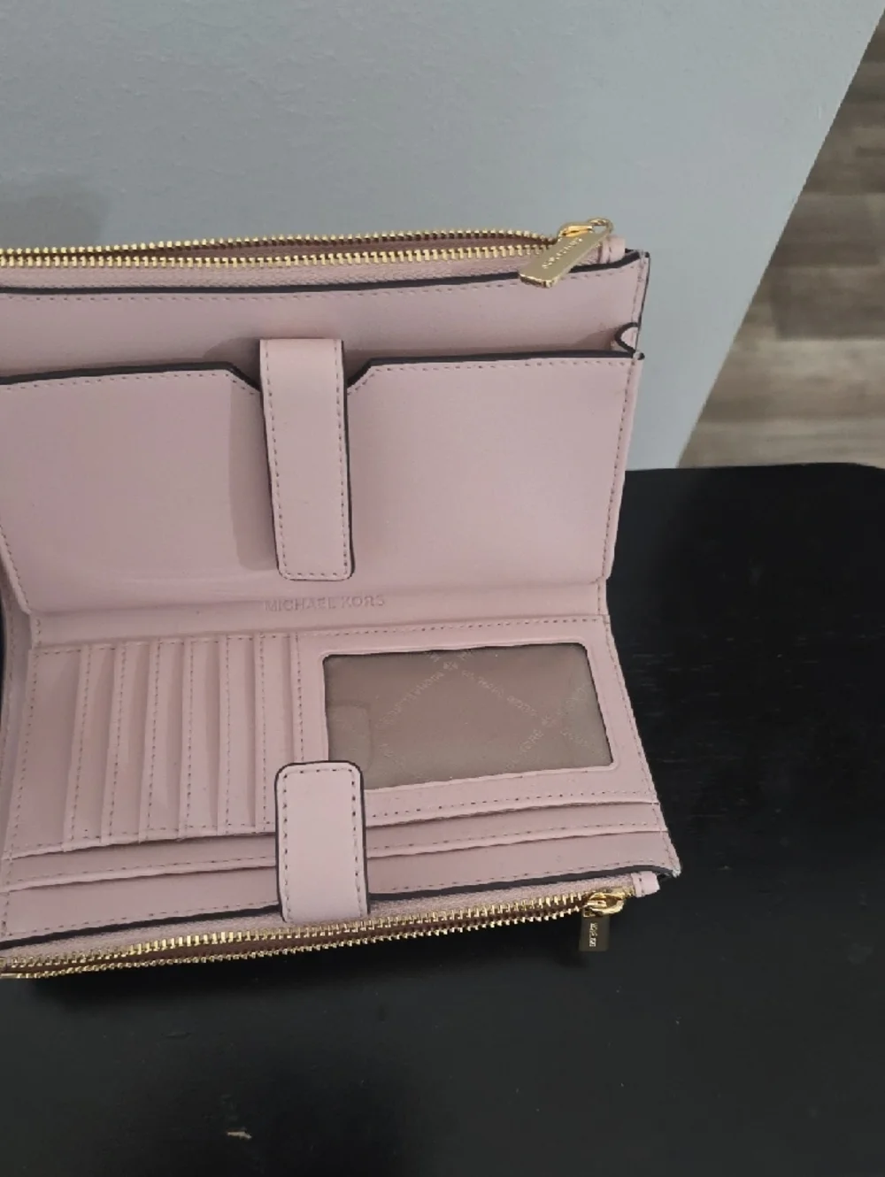 Michael Kors Cream Logo Wristlet with Light Pink Strap - Picture 3 of 4